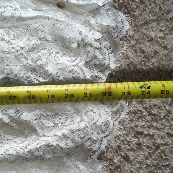 By Anthropologie Victorian Sheer-Lace Blouse Button-Up White - Women's M - Picture 8 of 12